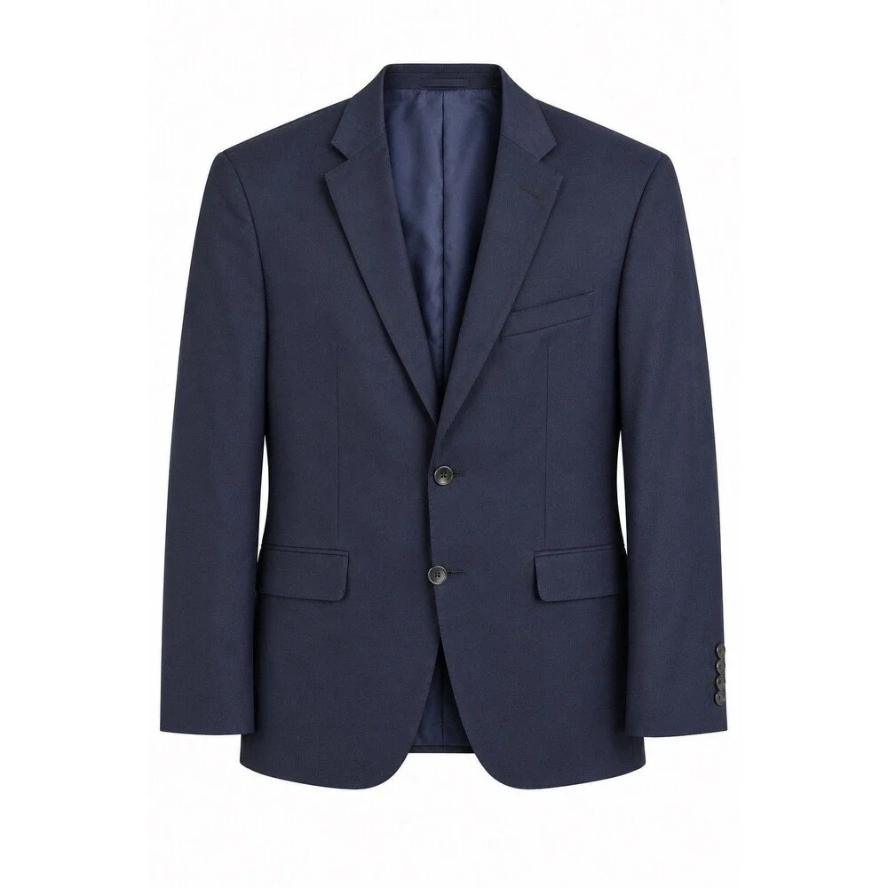 Hugo Boss Navy Wool Blazer Men 36S REDA Super-100 2 Button Classic Preppy GUC
